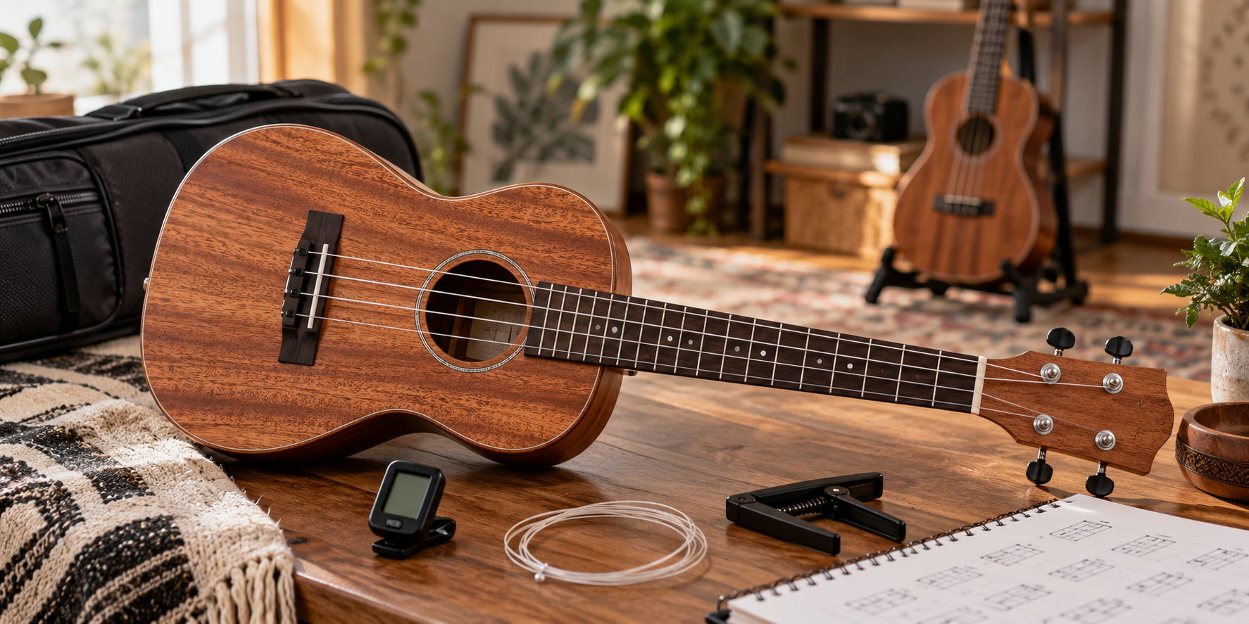 Przytulne studio z ukulele