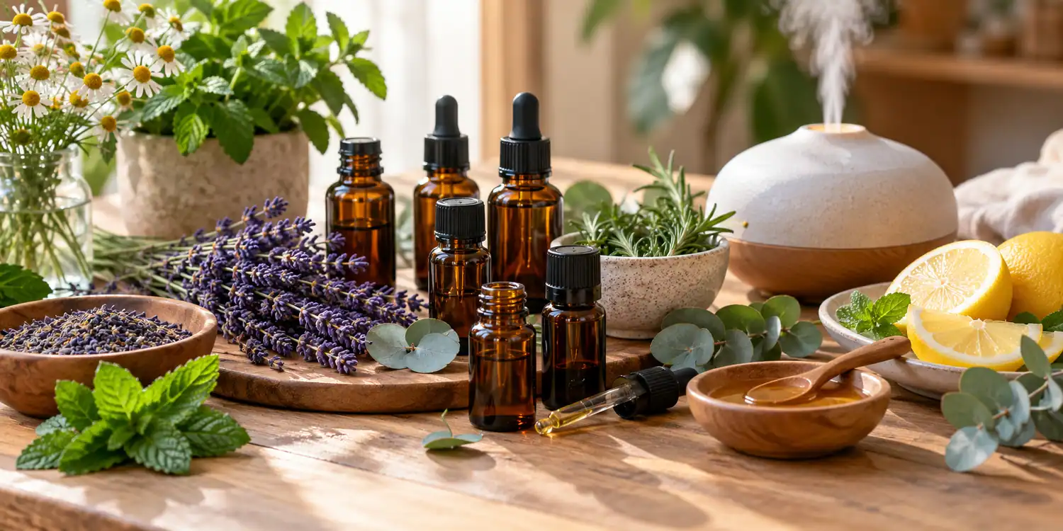 Rustykalna aranżacja aromaterapii z ziołami
